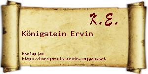 Königstein Ervin névjegykártya